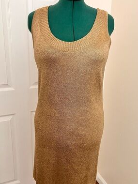 Dana Buchman Metallic Gold Knit Tank Dress